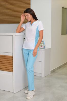Medical trousers for women "Arisha" white / blue (534238) Medical trousers for women "Arisha" white / blue (534238) фото 1