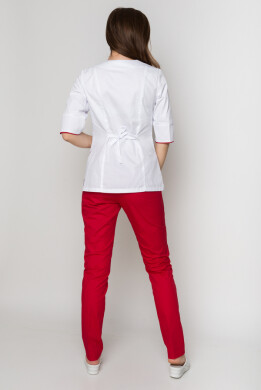 Костюм медицинский женский Кристина+Бр. зауженные. COTTON. Белый / красный (5410104) Костюм медицинский женский Кристина+Бр. зауженные. COTTON. Белый / красный (5410104) фото 11