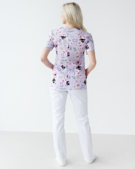 Медицинский костюм с принтом женский Топаз Laboratory white/purple 137-324-775  (6613277) Медицинский костюм с принтом женский Топаз Laboratory white/purple 137-324-775  (6613277) фото 2