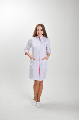 Халат медицинский Сакура. COTTON. Белый + малина (отделка) (544794) Халат медицинский Сакура. COTTON. Белый + малина (отделка) (544794) фото 1