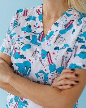 Medical Shirt Women's Topaz Print Teeth Smile 126-324-626 (6613511) Medical Shirt Women's Topaz Print Teeth Smile 126-324-626 (6613511) фото 3