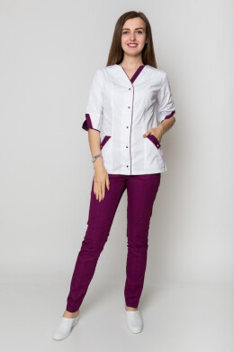 Костюм медицинский Кристина+Бр. зауженные. COTTON. Белый / баклажан (5410101) Костюм медицинский Кристина+Бр. зауженные. COTTON. Белый / баклажан (5410101) фото 4
