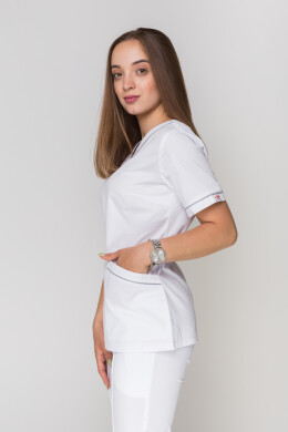 Костюм медицинский Моник+ Бр. зауженные. COTTON. Белый + дым (кант) (5410146) Костюм медицинский Моник+ Бр. зауженные. COTTON. Белый + дым (кант) (5410146) фото 7