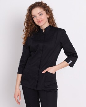 Медицинская рубашка женская Сакура черная  184-321-679 (6613489) Медицинская рубашка женская Сакура черная  184-321-679 (6613489) фото 1