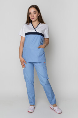 Костюм медицинский Лидия +Бр. Вирджиния. COTTON. Белый / голубой (5410110) Костюм медицинский Лидия +Бр. Вирджиния. COTTON. Белый / голубой (5410110) фото 1