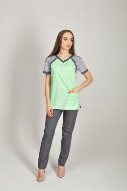 Костюм медицинский Колибри+ Бр. зауженные. COTTON. Салат / дым / асфальт (544654) Костюм медицинский Колибри+ Бр. зауженные. COTTON. Салат / дым / асфальт (544654) фото 2