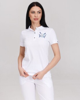 Medical polo for women white embroidered Zubik 147-324-636 (6613392) Medical polo for women white embroidered Zubik 147-324-636 (6613392) фото 1