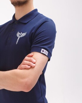 Medical polo men's blue embroidered Caduceus 148-322-836 (6613769) Medical polo men's blue embroidered Caduceus 148-322-836 (6613769) фото 4