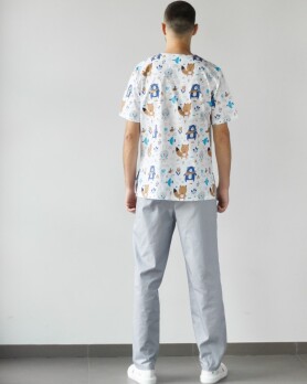 Медицинский костюм с принтом мужской Гранит зайчики серый/белый 130-328-768 (6613689) Медицинский костюм с принтом мужской Гранит зайчики серый/белый 130-328-768 (6613689) фото 3