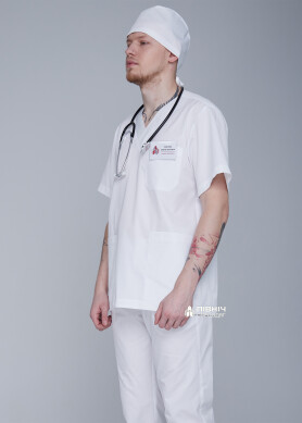 Surgical shirt for men "Yuri" white (3399136) Surgical shirt for men "Yuri" white (3399136) фото 7