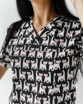 Медицинский костюм с принтом женский Топаз Cats black/red 138-341-568 (6613252) Медицинский костюм с принтом женский Топаз Cats black/red 138-341-568 (6613252) фото 4