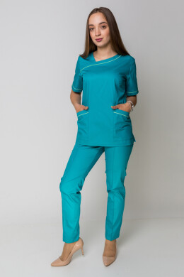 Медичний костюм Монік+ Бр. завужені. COTTON. Кариби + салат (кант) (5410149) Медичний костюм Монік+ Бр. завужені. COTTON. Кариби + салат (кант) (5410149) фото 1