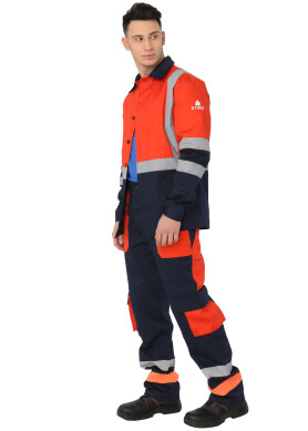Worker suit blue with orange - pants and jacket (1325) Worker suit blue with orange - pants and jacket (1325) фото 1
