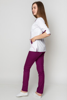Костюм медицинский Кристина+Бр. зауженные. COTTON. Белый / баклажан (5410101) Костюм медицинский Кристина+Бр. зауженные. COTTON. Белый / баклажан (5410101) фото 5