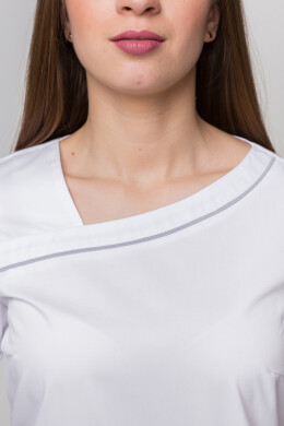 Костюм медицинский Моник+ Бр. зауженные. COTTON. Белый + дым (кант) (5410146) Костюм медицинский Моник+ Бр. зауженные. COTTON. Белый + дым (кант) (5410146) фото 2