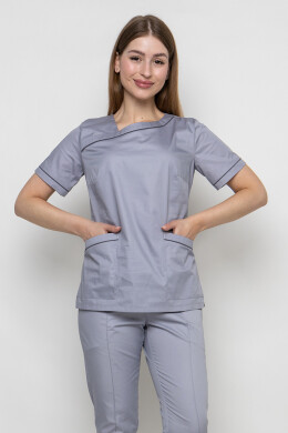 Костюм женский медицинский Моник, зауженные брюки. Дым (5436956) Костюм женский медицинский Моник, зауженные брюки. Дым (5436956) фото 3