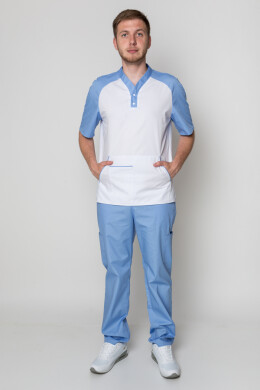 Medical suit for men Practitioner. White / blue (5410018) Medical suit for men Practitioner. White / blue (5410018) фото 2