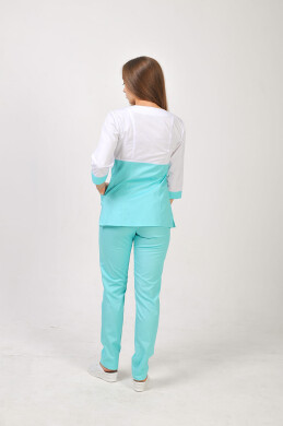 Костюм медицинский Фламинго+ Бр. зауженные. COTTON. Белый / ментол (544697) Костюм медицинский Фламинго+ Бр. зауженные. COTTON. Белый / ментол (544697) фото 3
