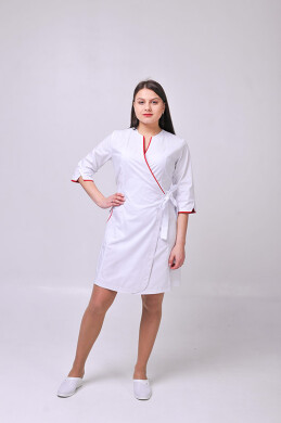 Dressing gown Venice. COTTON. White + red (trim) (544764) Dressing gown Venice. COTTON. White + red (trim) (544764) фото 1