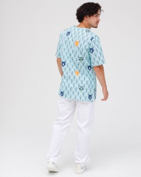 Medical suit with print for men Granite Forest animals white/ turquoise 131-324-768 (6613732) Medical suit with print for men Granite Forest animals white/ turquoise 131-324-768 (6613732) фото 2