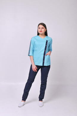 Костюм медицинский Клеопатра+ Бр. зауженные. COTTON. Ментол / темно-синий (544638) Костюм медицинский Клеопатра+ Бр. зауженные. COTTON. Ментол / темно-синий (544638) фото 1