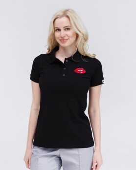 Medical Polo for women black embroidered Lips 147-321-635 (6613422) Medical Polo for women black embroidered Lips 147-321-635 (6613422) фото 1