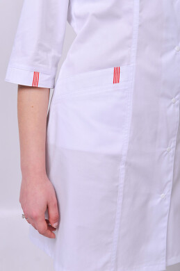 Isabella dressing gown. COTTON. White + red (trim) (544772) Isabella dressing gown. COTTON. White + red (trim) (544772) фото 3
