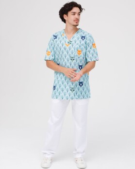 Medical suit with print for men Granite Forest animals white/ turquoise 131-324-768 (6613732) Medical suit with print for men Granite Forest animals white/ turquoise 131-324-768 (6613732) фото 1