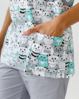 Медицинский костюм с принтом мужской Гранит Коты серый  131-408-644 (6613709) Медицинский костюм с принтом мужской Гранит Коты серый  131-408-644 (6613709) фото 5