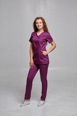 Медицинский костюм Марина+ Бр. зауженные. COTTON. Баклажан (544705) Медицинский костюм Марина+ Бр. зауженные. COTTON. Баклажан (544705) фото 2