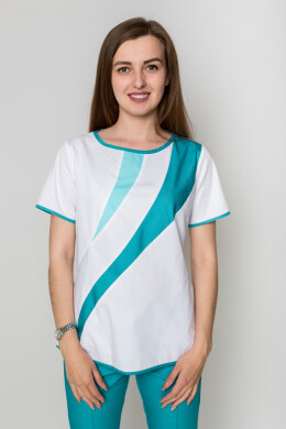 Медицинский костюм Айс+Бр. зауженные. COTTON. Белый + карибы + ментол / карибы (5410054) Медицинский костюм Айс+Бр. зауженные. COTTON. Белый + карибы + ментол / карибы (5410054) фото 2