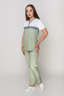 Костюм медицинский Лидия +Бр. Вирджиния. COTTON. Белый / фисташка (5410113) Костюм медицинский Лидия +Бр. Вирджиния. COTTON. Белый / фисташка (5410113) фото 4