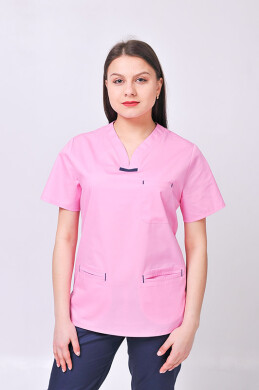 Костюм медицинский Саманта+Бр. прямые. COTTON. Розовый / темно-синий (544642) Костюм медицинский Саманта+Бр. прямые. COTTON. Розовый / темно-синий (544642) фото 3