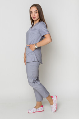 Костюм медицинский Ева-стрейч+ Брюки 7/8 Стрейчевый COTTON. Дым (5410080) Костюм медицинский Ева-стрейч+ Брюки 7/8 Стрейчевый COTTON. Дым (5410080) фото 5