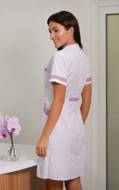 Women's medical gown "Anna" white / lilac (534215) Women's medical gown "Anna" white / lilac (534215) фото 2
