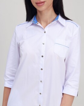 Medical gown women's Manhattan white-blue 157-372-679 (6613596) Medical gown women's Manhattan white-blue 157-372-679 (6613596) фото 3