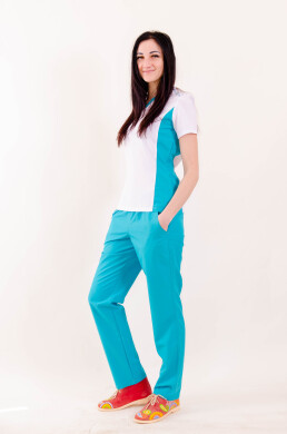Women's medical suit "Arisha" white/mint 534203 (blouse 534233 + trousers 534234) Women's medical suit "Arisha" white/mint 534203 (blouse 534233 + trousers 534234) фото 2