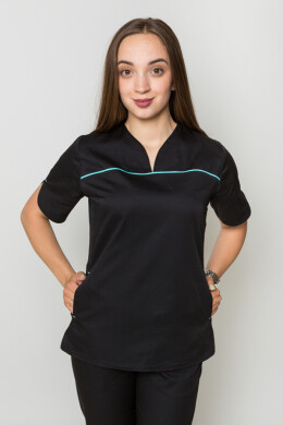 Костюм медицинский черный Батерфляй с джоггерами. COTTON (5410071) Костюм медицинский черный Батерфляй с джоггерами. COTTON (5410071) фото 9