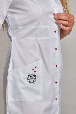 Rose dressing gown. COTTON. White, embroidery (owl) (544763) Rose dressing gown. COTTON. White, embroidery (owl) (544763) фото 3