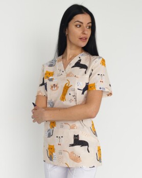 Медичний костюм із принтом жіночий Топаз Кішки білий/бежевий 138-324-644 (6613346) Медичний костюм із принтом жіночий Топаз Кішки білий/бежевий 138-324-644 (6613346) фото 8