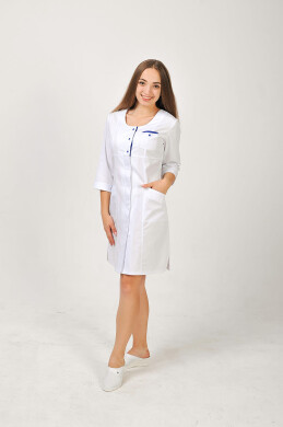 Халат медицинский Фламинго. COTTON. Белый + электрик (отделка) (544788) Халат медицинский Фламинго. COTTON. Белый + электрик (отделка) (544788) фото 1
