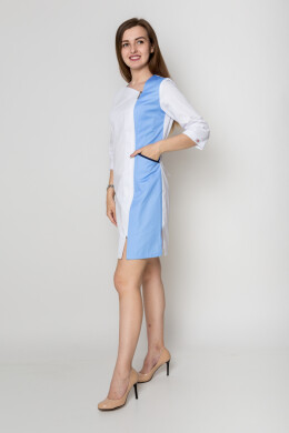 Lily's bathrobe. COTTON. White + blue + dark blue (edge) (5411146) Lily's bathrobe. COTTON. White + blue + dark blue (edge) (5411146) фото 2