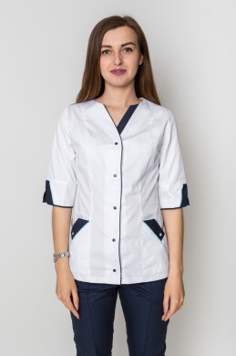 Christina+Br. skinny suit. COTTON. White / navy blue (5410107) Christina+Br. skinny suit. COTTON. White / navy blue (5410107) фото 8