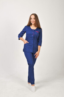 Костюм медицинский Фламинго+ Бр. зауженные. COTTON. Темно-синий + малина (отделка) (544695) Костюм медицинский Фламинго+ Бр. зауженные. COTTON. Темно-синий + малина (отделка) (544695) фото 1