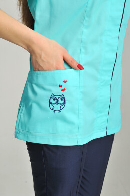 Костюм медицинский Сакура+ Бр. зауженные. COTTON. Ментол / темно-синий / вышивка (544679) Костюм медицинский Сакура+ Бр. зауженные. COTTON. Ментол / темно-синий / вышивка (544679) фото 3