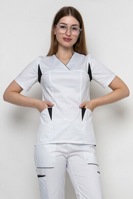 Medical stretch jacket Emelie-stretch. White (5437004) Medical stretch jacket Emelie-stretch. White (5437004) фото 3