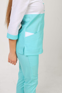 Костюм медицинский Фламинго+ Бр. зауженные. COTTON. Белый / ментол (544697) Костюм медицинский Фламинго+ Бр. зауженные. COTTON. Белый / ментол (544697) фото 5