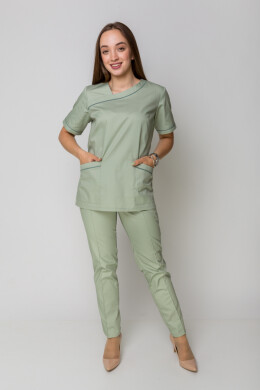 Медицинский костюм Моник+ Бр. зауженные. COTTON. Фисташка + олива (кант) (5410158) Медицинский костюм Моник+ Бр. зауженные. COTTON. Фисташка + олива (кант) (5410158) фото 1
