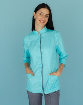 Медицинская рубашка женская Сакура мятный-серый  184-356-679 / 311-356-679 (6613504) Медицинская рубашка женская Сакура мятный-серый  184-356-679 / 311-356-679 (6613504) фото 1