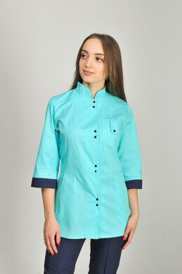 Костюм медицинский Рубина+ Бр. зауженные. COTTON. Ментол / темно-синий (544658) Костюм медицинский Рубина+ Бр. зауженные. COTTON. Ментол / темно-синий (544658) фото 2